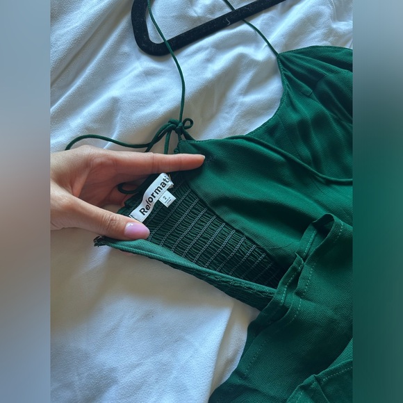 NEW Reformation Juliette Dress Emerald Green - Picture 14 of 16
